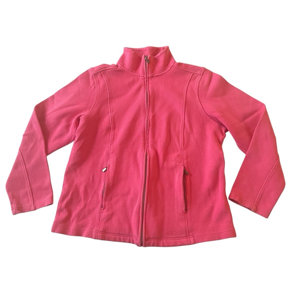 Lady Hathaway Women's Size XL Pink Zip-Up‎ Sweatshirt Mock Neck 98% Cotton